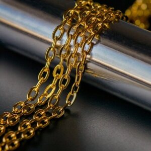 Цепочка металл для рукоделия, намотка 3 метра, цвет золотой, звено овальное 7x4x1 мм