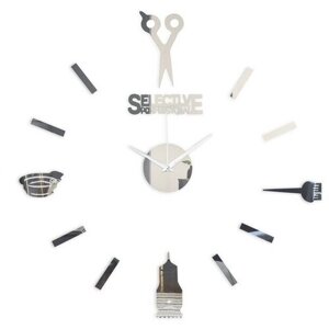 Часы-наклейка "Парикмахер", d=45 см, сек. стрелка 12 см, серебро