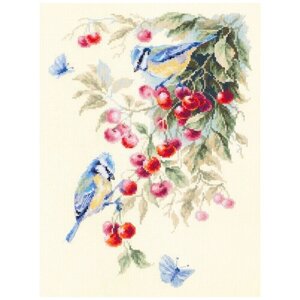 Чудесная Игла Набор для вышивания Синицы и вишня, 25 x 35 см (130-021)