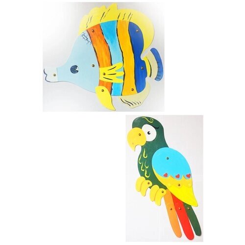 Color kit/ Фигуры для кукольного театра/ Забавные фигурки Попугайчик и рыбка 33х24 SX-DH 523 от компании М.Видео - фото 1