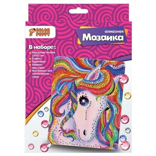 Color Puppy Алмазная мозаика "Радужная лошадка", 17х21 см от компании М.Видео - фото 1