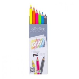 Cretacolor Набор цветных карандашей "Artist Studio Line", 5 неоновых мега + 1 графитовый карандаш мега НВ sela2
