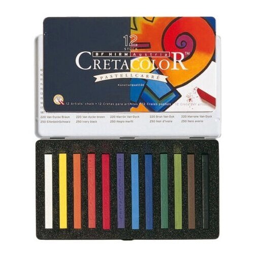 Cretacolor Набор необоженной сухой пастели "Pastel Carre", 12 цветов в металлической коробке от компании М.Видео - фото 1