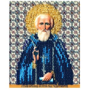 Crystal Art Набор для вышивания бисером Икона святой преподобный Сергий Радонежский 9 х 11 см (Б-1154)