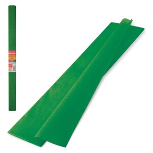 Цветная бумага крепированная плотная, растяжение до 45%32 г/м2, BRAUBERG, рулон, темно-зеленая