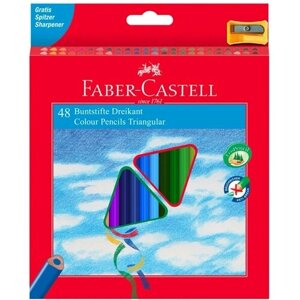 Цветные карандаши FABER-CASTELL EcoPencil 48 цветов, трехгранные, защита от поломок, с точилкой