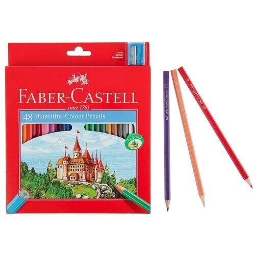 Цветные карандаши FABER-CASTELL EcoPencil 48 цветов Замок, шестигранные, защита от поломок, с точилкой от компании М.Видео - фото 1