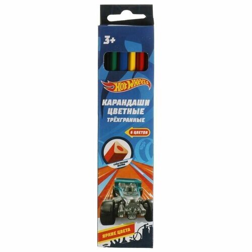 Цветные карандаши Hot Wheels набор 6 цветов трёхгранные от компании М.Видео - фото 1