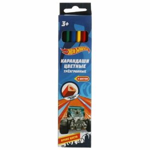 Цветные карандаши Hot Wheels набор 6 цветов трёхгранные