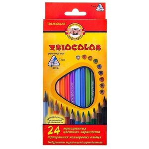 Цветные карандаши KOH-I-NOOR Набор карандашей цветных трехгран. Triocolor" KOH-I-NOOR, 24цв.