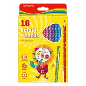 Цветные карандаши с принтом 18 цв трехгранные, картон