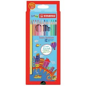 Цветные карандаши + точилка STABILO Swans Premium Editional, 12 цветов