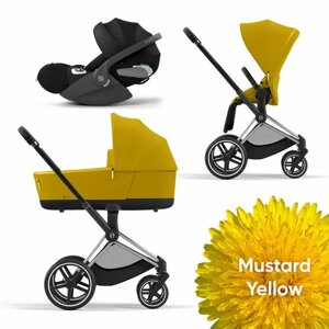 Cybex Priam IV Коляска 3 в 1, шасси IV Chrome Black/Mustard Yellow