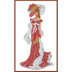 "Дама с шарфом"Ткань схема для вышивки бисером большого размера 35 х 65см Каролинка