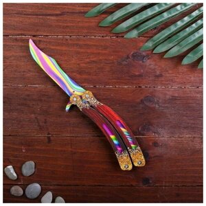 Дарим Красиво Сувенир деревянный «Нож бабочка, радужные линии»