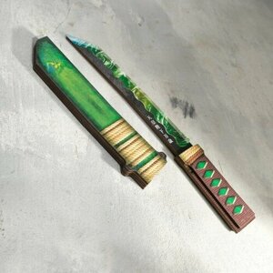Дарим Красиво Сувенир деревянный "Нож Танто", в ножнах, зеленый