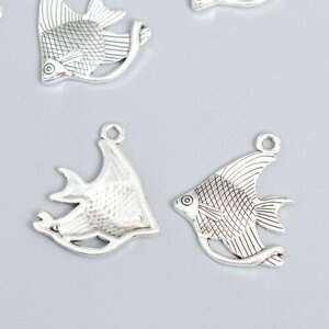 Декор для творчества металл "Рыба клоун" серебро набор 12 шт 2,5х3 см