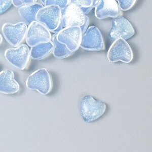 Декор для творчества пластик "Сердечки с блеском" набор 40 шт полупроз. голубой 0,8х0,8 см