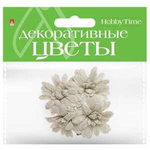 Декоративные цветы из мешковины в связке, набор №12, 4 штуки