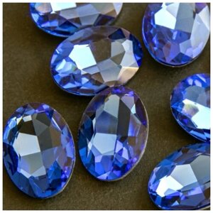 Декоративные кристаллы для рукоделия стеклянные овал 5 шт размер 25х18 мм, цвет Lt. Sapphire - синий светлый