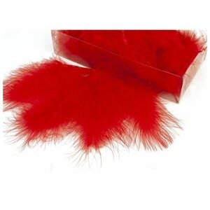 Декоративные перья марабу красные 12-15 см, 10 г в упаковке, для декора