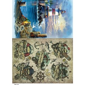 Декупажная карта А4 рисовая бумага тонкая маяк пираты морская тема