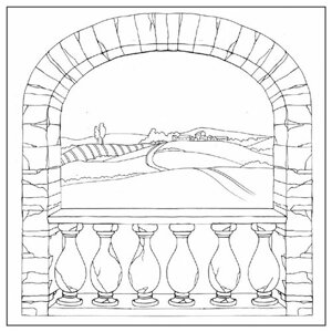 Декупажная карта - Деревенская арка, рисовая салфетка с контуром, 50 х 50 см, 1 шт.