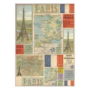 Декупажная карта - Карта Франции, 50 х 70 см, для декорирования, 1 шт.