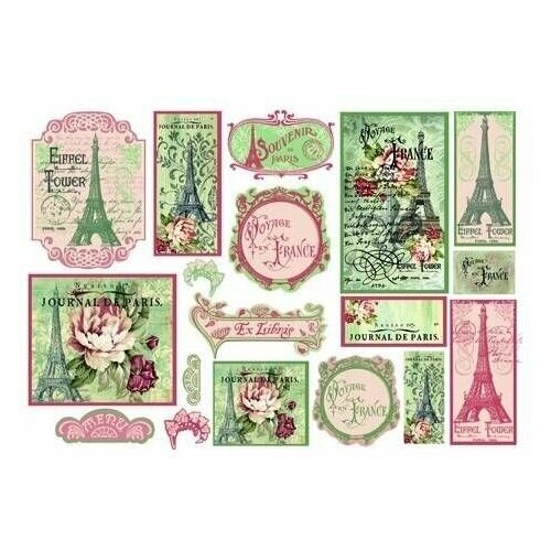 Декупажная карта - Париж в цветах, на рисовой бумаге, 48 х 33 см, 1 шт. от компании М.Видео - фото 1