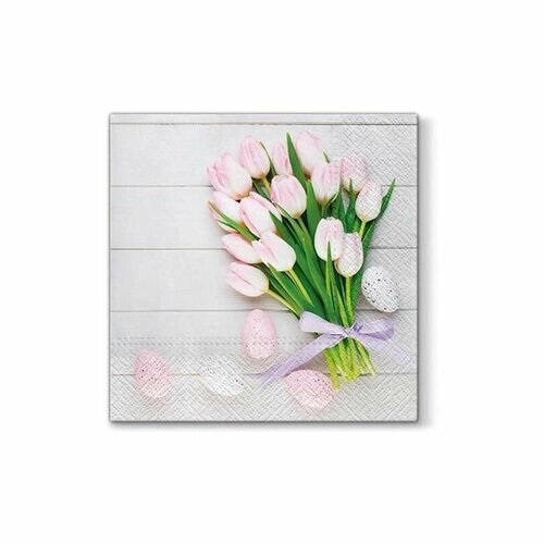 Декупажная карта - Розовые тюльпаны, салфетки трехслойные, 33 х 33 см, 1 упаковка от компании М.Видео - фото 1