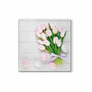 Декупажная карта - Розовые тюльпаны, салфетки трехслойные, 33 х 33 см, 1 упаковка