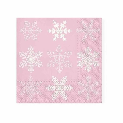 Декупажная карта - Снежинки, салфетка трехслойная, розовая, 33 х 33 см, 1 упаковка от компании М.Видео - фото 1