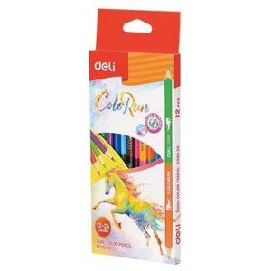 Deli Карандаши цветные ColoRun 24 цвета 2-х сторонние 12 штук (EC00520) разноцветный