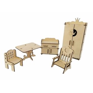 Деревянная мебель в кукольный домик "Зал №1-2" для кукол 15-20 см
