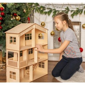 Деревянный Кукольный домик для кукол 15-20 см ВхШхГ: 65 х 40 х 20 см (большой)