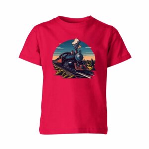Детская футболка «Поезд Железная дорога»164, темно-розовый)