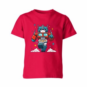 Детская футболка «Робот Трансформер бежит спасать мир. Игрушка»164, темно-розовый)