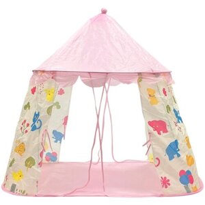 Детская игровая палатка "Шатер полянка" для дома, дачи детского сада, центра развития, розовая
