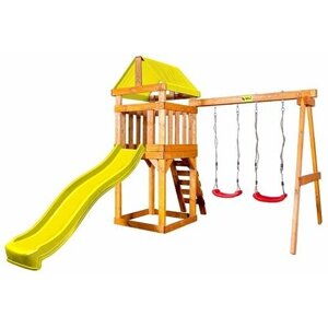 Детская игровая площадка Babygarden Play 2 с горкой 2.2 м жёлтая 270 x 375 x 245 см, безопасная конструкция, качественный материал изготовления