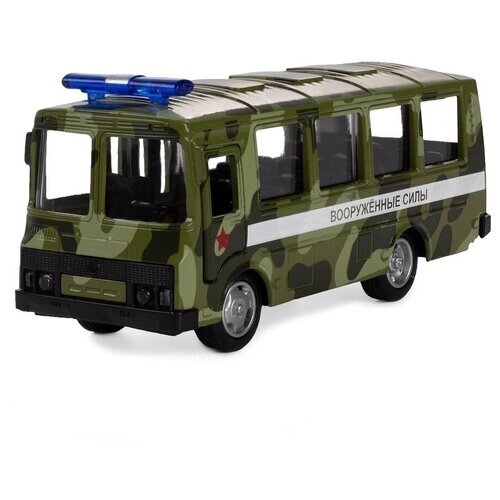 Детская инерционная металлическая машинка PlaySmart, модель Автобус "Вооруженные силы" от компании М.Видео - фото 1