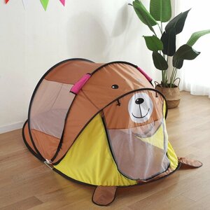 Детская палатка шатер игровая Коричневый мишка с ковриком, 182х96х86 см