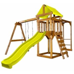Детская площадка Babygarden Play 4 с рукоходом и горкой 2.2 м жёлтая 310 x 420 x 245 см, безопасный материал, макс. нагрузка 300 кг