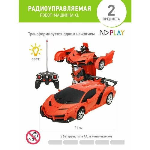 Детская радиоуправляемая игрушка-трансформер ND Play / Машинка на пульте управления Робот Трансформер, красная от компании М.Видео - фото 1