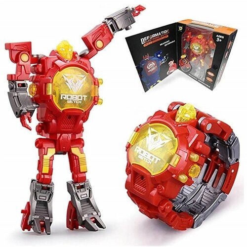 Детские часы робот игрушка трансформер, красные от компании М.Видео - фото 1