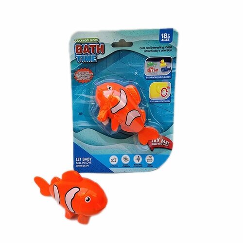 Детские игрушки для ванной заводная рыбка Клоун для купания, 11 х 5 х 7 см, без батареек, YS1378-A1 от компании М.Видео - фото 1