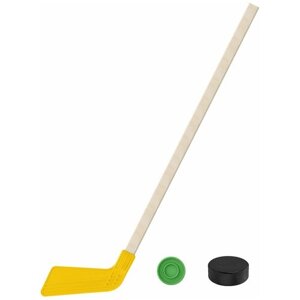 Детский хоккейный набор для игр на улице, свежем воздухе для зимы для лета Клюшка хоккейная зелёная 80 см. шайба + Шайба хоккейная 75 мм.