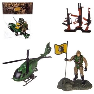 Детский игровой набор Боевая сила Вертолет, фигурка солдата и другие акссесуары, в пакете, PT-01443