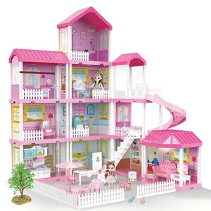 Детский игровой набор Princess House Большой кукольный домик с мебелью, куклами и аксессуарами, высота 97 см, 308 деталей, 668-51