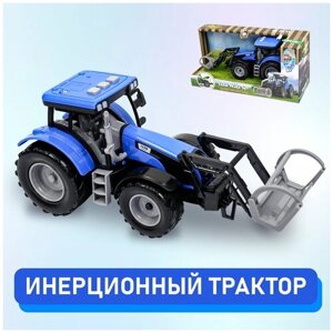 Детский игрушечный инерционный трактор, синий