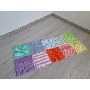 Детский массажный коврик ОртоДон, набор Pastel №10 (10 пазлов, 3 в 1)